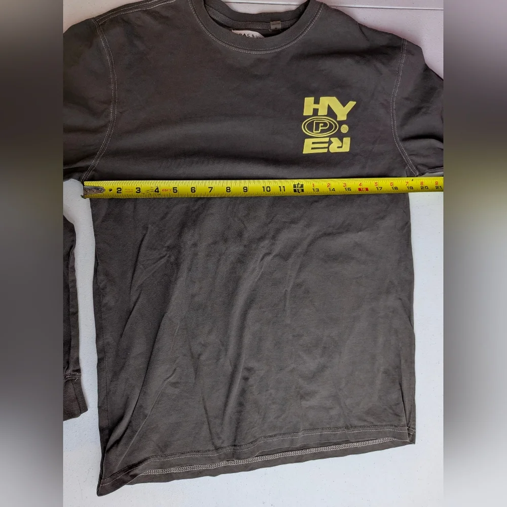 PacSun Men's Charcoal Gray Long Sleeve Graphic Tee Hyper Movement Streetwear M